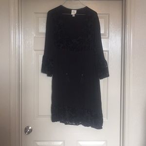 Black partially velvet dress